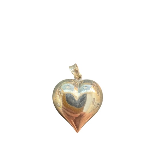 Jewelry - Silver Large Puffy Heart Pendant Heart Charm